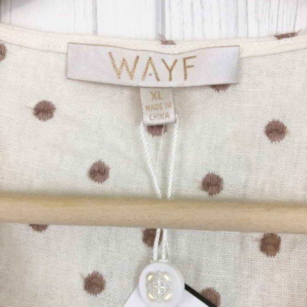 WAYF Kaitlyn Linen Blend Wrap Polka Dot Top  - Picture 4 of 6